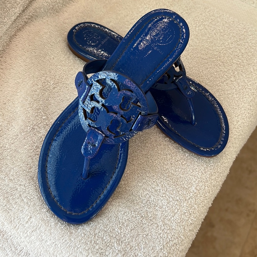 Tory Burch patent leather Miller sandals. Worn once. Size 7.5